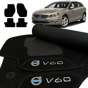 TAPETE CARPETE VOLVO V60 2011 A 2018 PRETO 4 PEÇAS