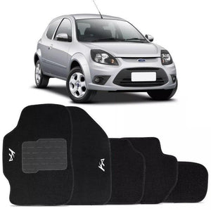 TAPETE FORD KA 2007 A 2013 PRETO BORDADO 5 PEÇAS - Gold Brasil Parts