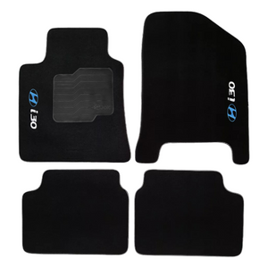 TAPETE CARPETE I30 2013 A 2017 PRETO BORDADO 4 PEÇAS - Exclusive