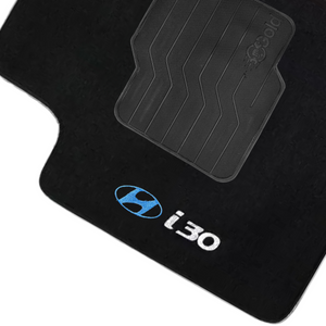 TAPETE CARPETE I30 2013 A 2017 PRETO BORDADO 4 PEÇAS - Exclusive