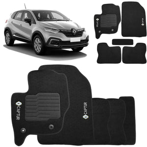 TAPETE RENAULT CAPTUR 2017 A 2023 PRETO BORDADO 5 PEÇAS - Gold Brasil Parts