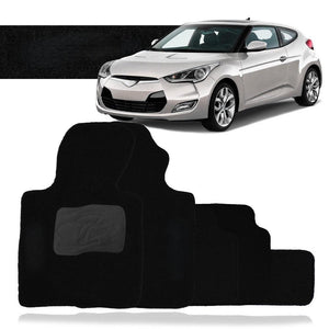 TAPETE VELOSTER 2011 A 2014 PRETO BORDADO 4 PEÇAS - Gold Brasil Parts