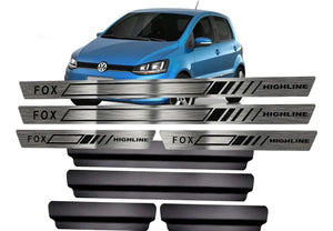 SOLEIRA AÇO INOX PREMIUM VOLKSWAGEN FOX HIGHLINE + VINIL 2015 A 2021