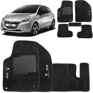 TAPETE PEUGEOT 208 2013 A 2020 PRETO 5 PEÇAS - Gold Brasil Parts