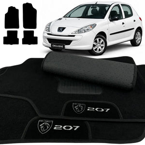 TAPETES CARPETE PRETO PEUGEOT 207 2008 A 2015 4 PEÇAS