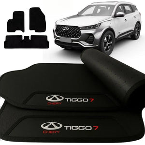 TAPETE BORRACHA PREMIUM TIGGO 7 2019 A 2024 BORDADO 3 PEÇAS