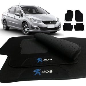 TAPETE CARPETE PEUGEOT 408 2013 A 2018 PRETO 4 PEÇAS - Exclusive 