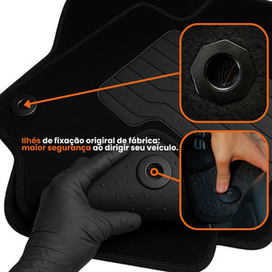 TAPETES CARPETE PRETO MOTORS J2 5 PECAS