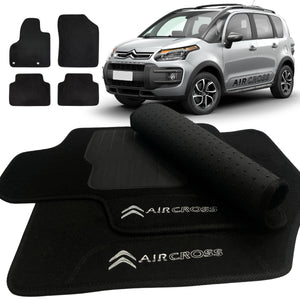 TAPETE CARPETE CITROEN AIRCROSS 2010 A 2020 PRETO 4 PEÇAS - Exclusive 