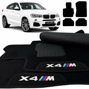 TAPETES CARPETE PRETO BMW X4 M SPORT 2014 A 2018 4 PEÇAS