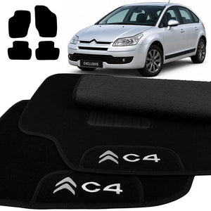 TAPETES CARPETE PRETO CITROEN C4 HATCH 2009 A 2014 4 PEÇAS