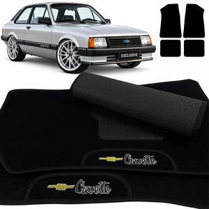 TAPETES CARPETE PRETO CHEVETTE 1973 A 1994 4 PEÇAS