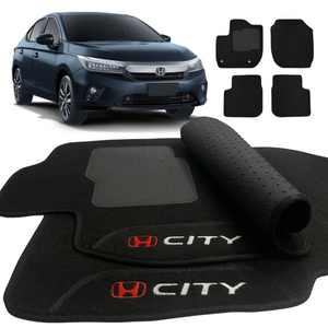 TAPETE CARPETE NEW CITY SEDAN 2022 A 2024 PRETO 4 PEÇAS - Exclusive 