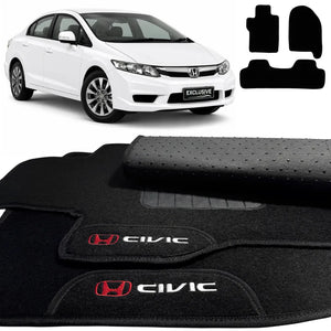 TAPETES CARPETE PRETO HONDA CIVIC 2007 A 2011 3 PEÇAS