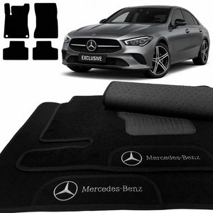 TAPETES CARPETE PRETO MERCEDES BENZ CLA 200 AMG 2020 A 2025 4 PEÇAS
