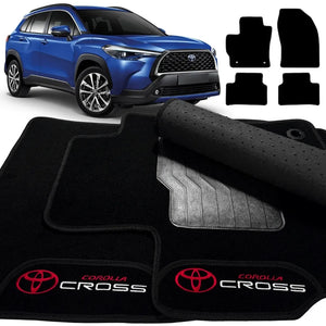 TAPETES CARPETE PRETO COROLLA CROSS 2020 A 2026 4 PEÇAS