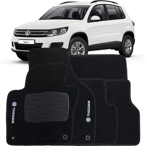 TAPETE VOLKSWAGEN TIGUAN 2008 A 2015 PRETO BORDADO 5 PEÇAS - Gold Brasil Parts