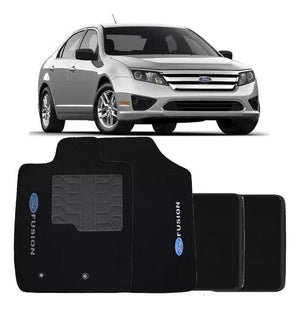 TAPETE FORD FUSION 2005 A 2012 PRETO BORDADO 4 PEÇAS - Gold Brasil Parts