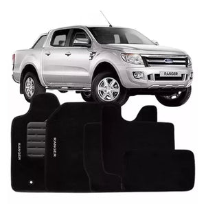 TAPETE CARPETE FORD RANGER 1998 A 2012 PRETO 3 PEÇAS