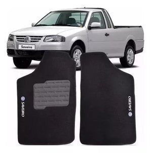 TAPETE SAVEIRO G2 G3 G4 1996 A 2012 PRETO BORDADO 5 PEÇAS - Gold Brasil Parts