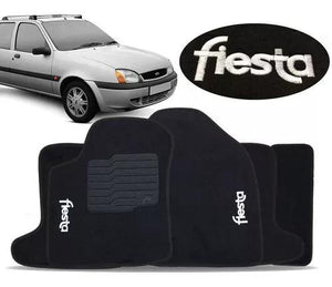 TAPETE FORD FIESTA 1996 A 2006 PRETO BORDADO 5 PEÇAS - Gold Brasil Parts