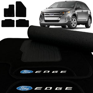 TAPETE CARPETE FORD EDGE 2007 A 2014 PRETO BORDADO 4 PEÇAS