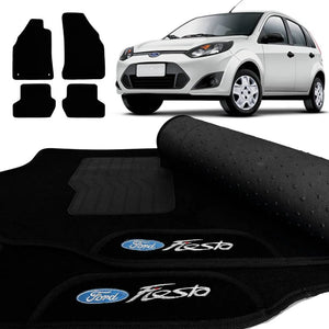 TAPETE CARPETE FORD FIESTA 2001 A 2014 PRETO 4 PEÇAS