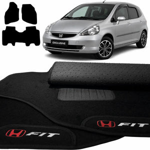 TAPETES CARPETE PRETO HONDA FIT 2004 A 2008 3 PEÇAS
