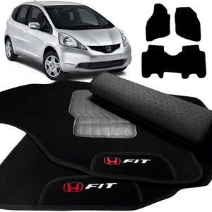 TAPETES CARPETE PRETO HONDA FIT 2004 A 2008 3 PEÇAS