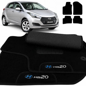 TAPETES CARPETE PRETO HB20 2012 A 2019 4 PEÇAS