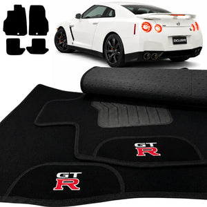 TAPETES CARPETE PRETO NISSAN GT-R 2009 A 2021 4 PEÇAS