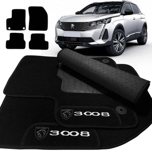 TAPETES CARPETE PRETO PEUGEOT 3008 2017 A 2020 4 PEÇAS