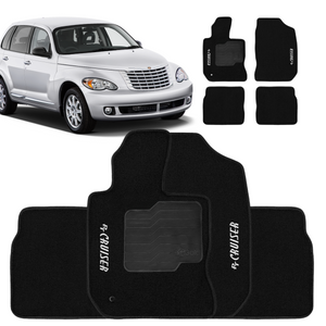 TAPETE CARPETE PT CRUISER 2001 A 2010 PRETO BORDADO - Exclusive 
