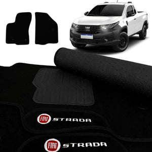 TAPETE CARPETE STRADA 2020 A 2024 PRETO 2 PEÇAS (CABINE SIMPLES)