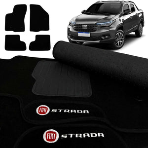 TAPETE CARPETE STRADA 2020 A 2024 PRETO 3 PEÇAS (CABINE DUPLA)