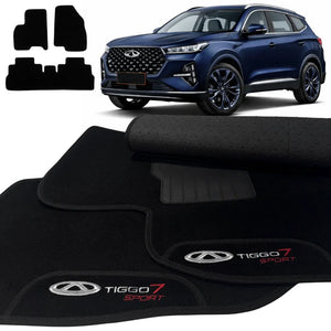 TAPETES CARPETE PRETO TIGGO 7 SPORT 2022 A 2025 3 PEÇAS