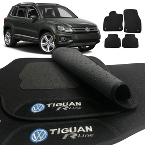 TAPETE CARPETE TIGUAN R-LINE 2009 A 2017 PRETO 4 PEÇAS