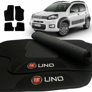 TAPETE CARPETE UNO 2011 A 2018 BORDADO PRETO 5 PEÇAS