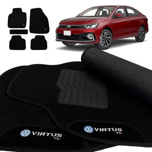 TAPETE CARPETE VIRTUS TSI 2018 A 2023 PRETO 5 PEÇAS