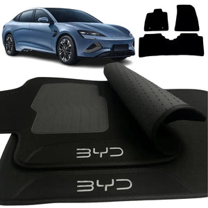 TAPETE CARPETE BYD SEAL 2023 A 2025 PRETO BORDADO 3 PEÇAS