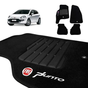 TAPETE PUNTO 2007 A 2012 PRETO BORDADO 4 PEÇAS - Gold Brasil Parts