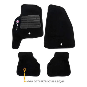 TAPETE PUNTO 2007 A 2012 PRETO BORDADO 4 PEÇAS - Gold Brasil Parts