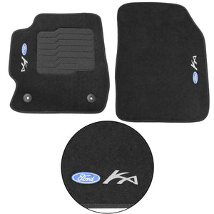 TAPETE FORD KA 2014 A 2021 PRETO BORDADO 5 PEÇAS - Gold Brasil Parts