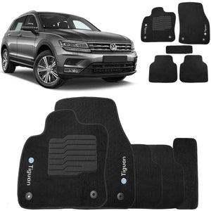 TAPETE VOLKSWAGEN TIGUAN 2018 A 2021 PRETO BORDADO 5 PEÇAS - Gold Brasil Parts