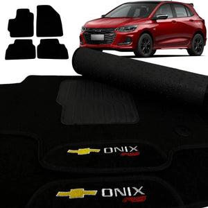 TAPETE CARPETE ONIX RS PRETO 4 PEÇAS