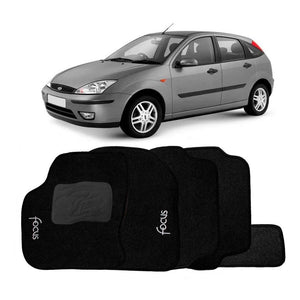 TAPETE FORD FOCUS 1998 A 2007 PRETO BORDADO 5 PEÇAS - Gold Brasil Parts