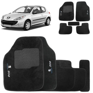 TAPETES PEUGEOT 206 1999 A 2009 PRETO 5 PEÇAS - Gold Brasil Parts